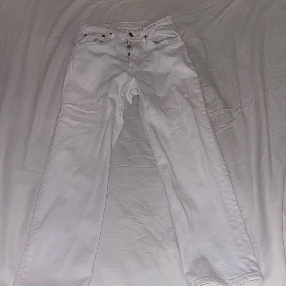 Levi’s 501 High Rise White Straight Leg Jeans